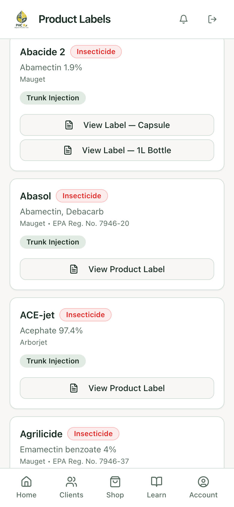 Fungicide product cards: Propiconazole 14.3 with foliar spray and trunk injection, Propizol trunk injection only, Reliant with foliar, soil drench, and bark spray methods