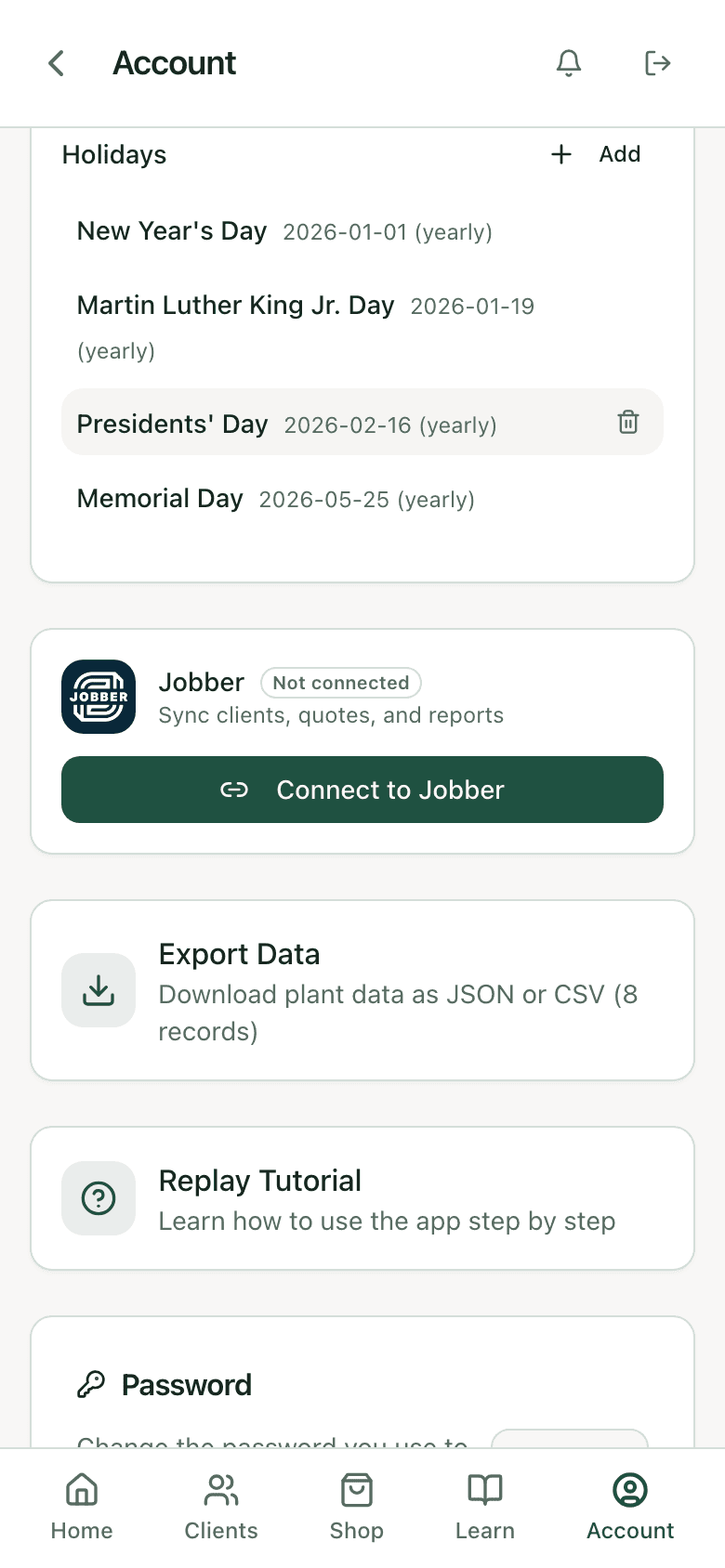 PHC Rx settings: export records by date range as a spreadsheet, with treatment applications, products, and applicators included